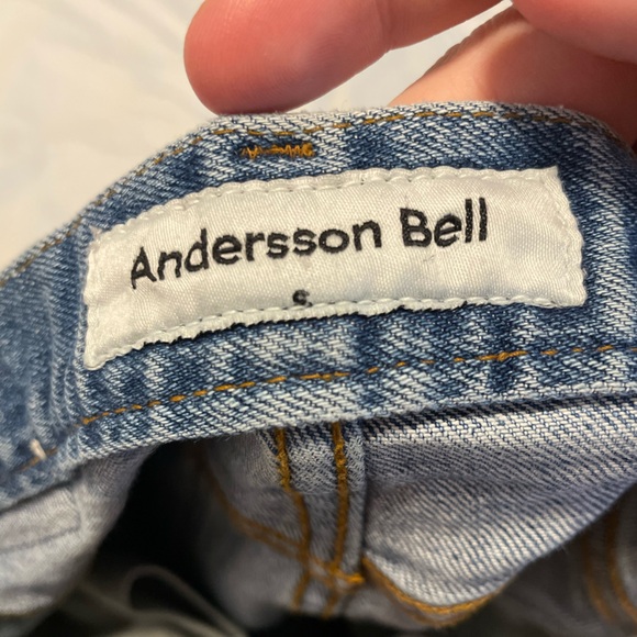 Andersson Bell Unbalance Slip Crop Jeans Medium Wash Blue 25” Waist (apa199w) - Picture 7 of 9